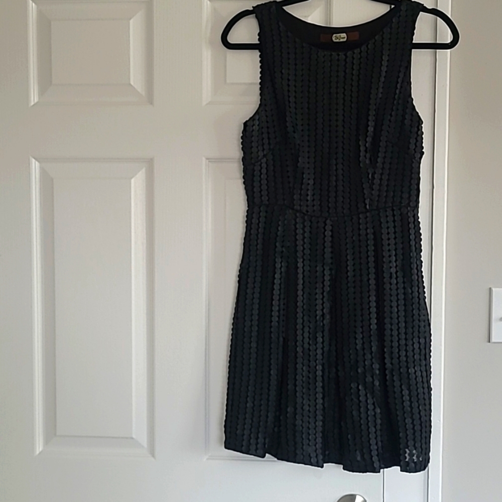 Faux Leather Sequin A-Line Dress